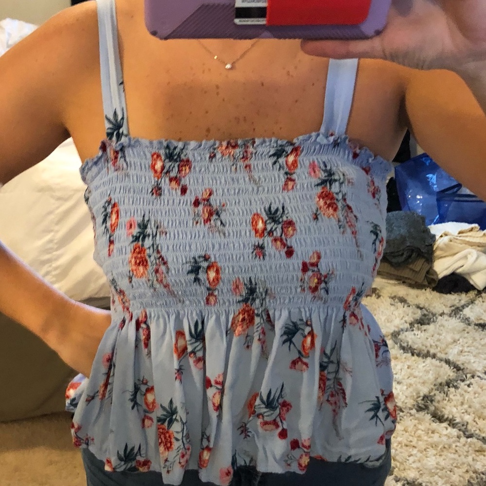 Blue floral tank top